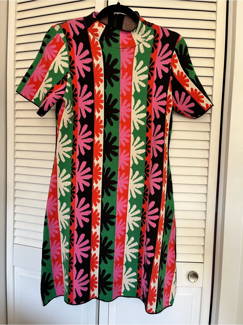 Anthropologie Nina Mock Neck Floral Stripe Knit Dress